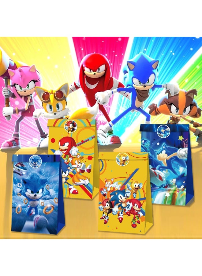 ILovhaprty 30pcs Sonic Party Favor Bags with Stickers – 12 Speed Double-Sided Designd Candy Bags + 18 Sonic Round Stickers, Loot Bags for Sonic Birthday Party Supplies, Goodie Bags Gaming Gift Bags for Kids - Image 5